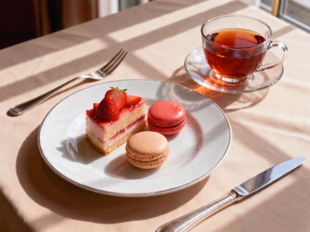 Dessert plate after the logo overlay is removed